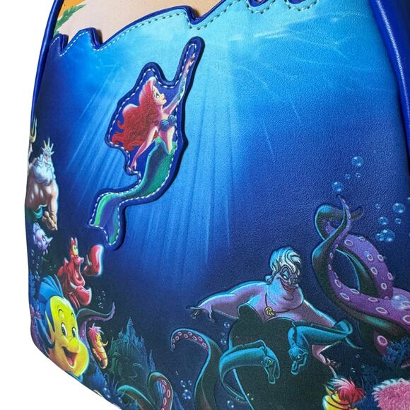 NWT Disney Parks x LOUNGEFLY The Little Mermaid Ariel Scene Mini Backpack RARE - Picture 2 of 10